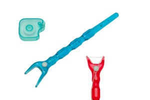 Easy Floss Zahnseidehalter für optimale Mundpflege, rot oder blau, je 1 Stück