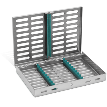 KKD Edelstahltray für 10 Instrumente, groß, blau oder grün, je 1 Stück