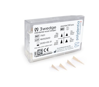 3wedge Interdentalkeile aus Holz Small, Skinny, Large, Jumbo, je 1 Packung