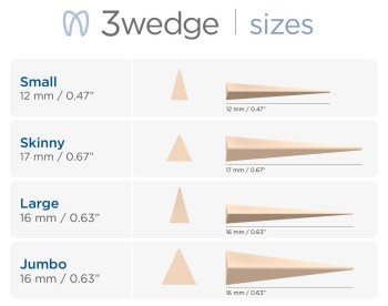 3wedge Interdentalkeile aus Holz Small, Skinny, Large, Jumbo, je 1 Packung