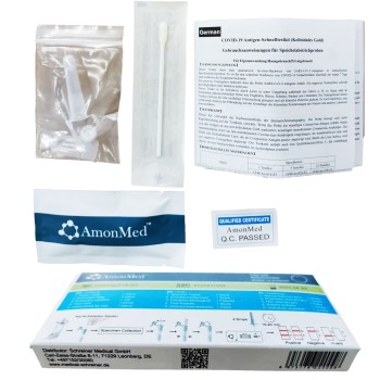 AmonMed COVID-19 Antigen Speicheltest, Selbsttest, Schnelltest Kit (Colloidal Gold) Lolli-Test, 1 Stück