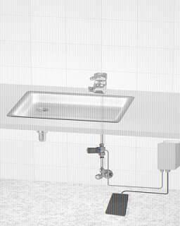 Fußschalter Wassersteuerung für Kaltwasser / Warmwasser; JE 1 sTÜCK