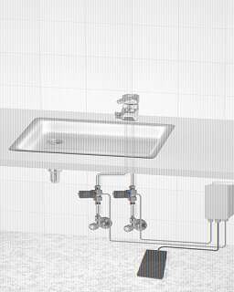 Fußschalter Wassersteuerung für Kaltwasser / Warmwasser; JE 1 sTÜCK