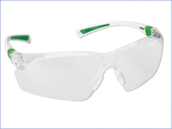 H&W Featherlight Schutzbrille, Fassung: grün/weißer, Scheibe: transparent, 1 Stück