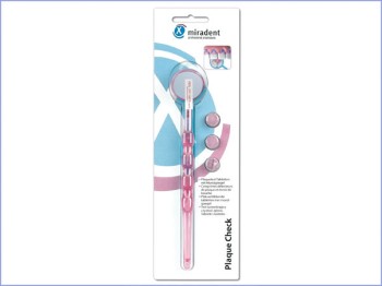 Plaque Check Set mit Mundspiegel in blau oder pink