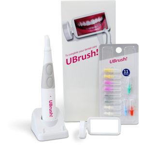 UBrush, elektrische Interdentalbürste mit LED-Licht und Bürsten-Sortiment