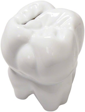 Zahnspardose aus hochwertigem, weißem Porzellan, verschließbar