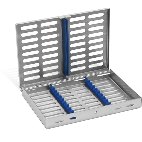 KKD Edelstahltray für 10 Instrumente, groß, blau oder grün, je 1 Stück