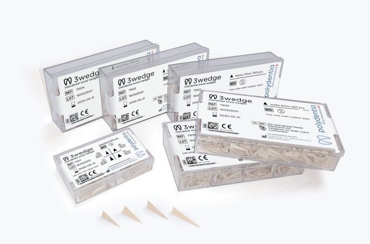 3wedge Interdentalkeile aus Holz Small, Skinny, Large, Jumbo, je 1 Packung
