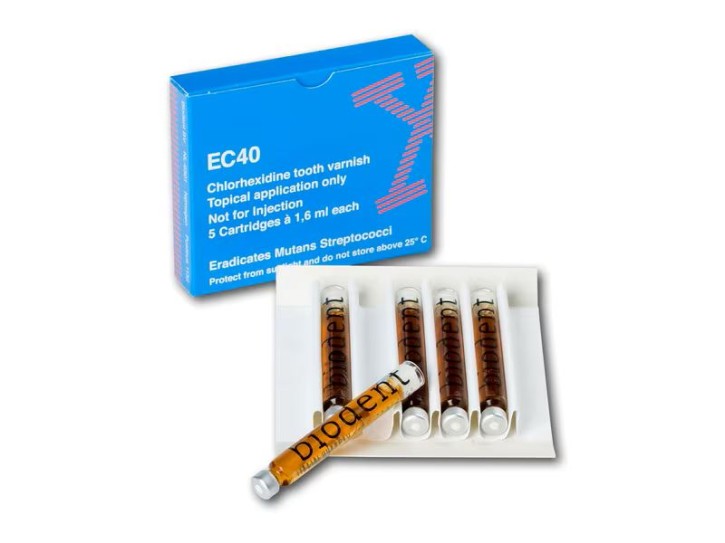 Biodent EC40 tooth varnish, 20 % Chlorhexidin-Zahnlack, 5 Karpulen je 1,6 ml,