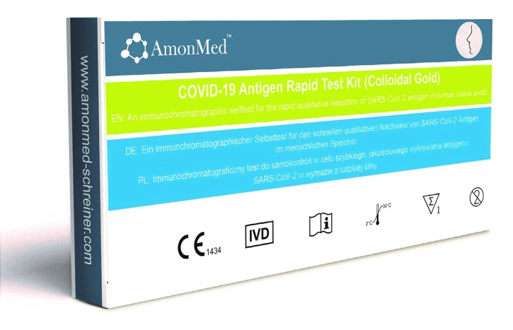 AmonMed COVID-19 Antigen Speicheltest, Selbsttest, Schnelltest Kit (Colloidal Gold) Lolli-Test, 1 Stück