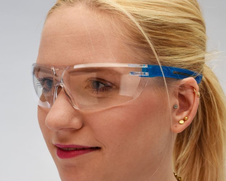 Hager ispec smart Schutzbrille, blau, Fassung: blau-transparent, Scheibe: farblos, 1 Stück