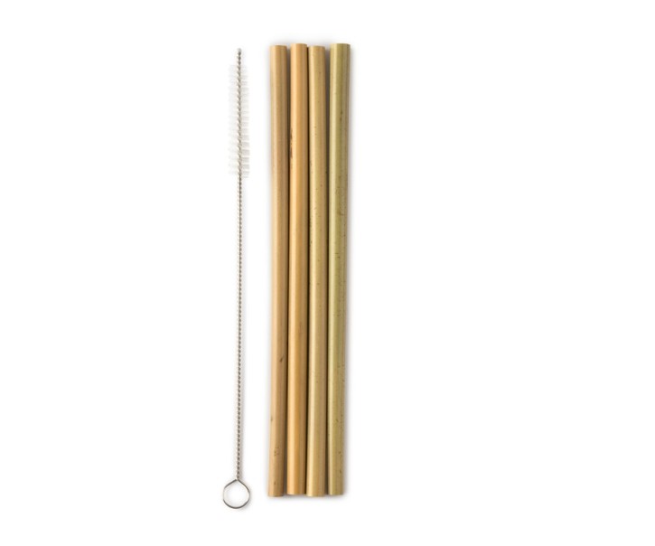 Humble Strohhalm / Trinkhalm aus Bambus, 4 Stück + 1 Reinigsbürste