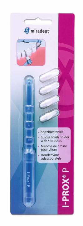 I-Prox P, Sulkusbürste, Halter mit 4 Bürsten, blau oder pink, je 1 Pack