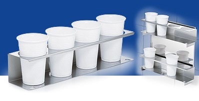 Becherhalter aus Edelstahl für 4 Mundspülbecher, 1 Stück