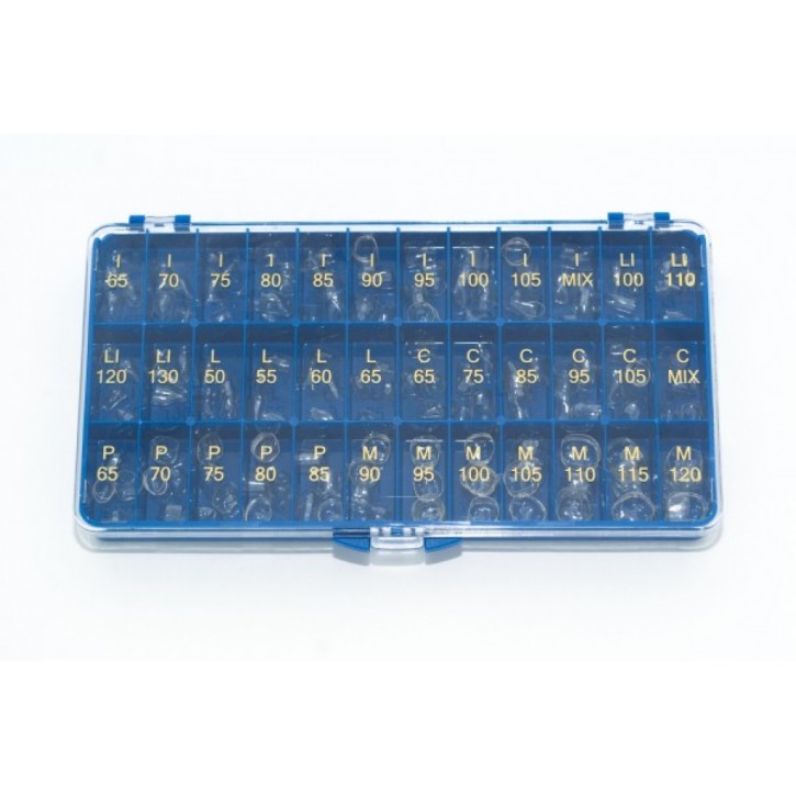 Polyesterzahnkronen Set, transparent, 144 Stück