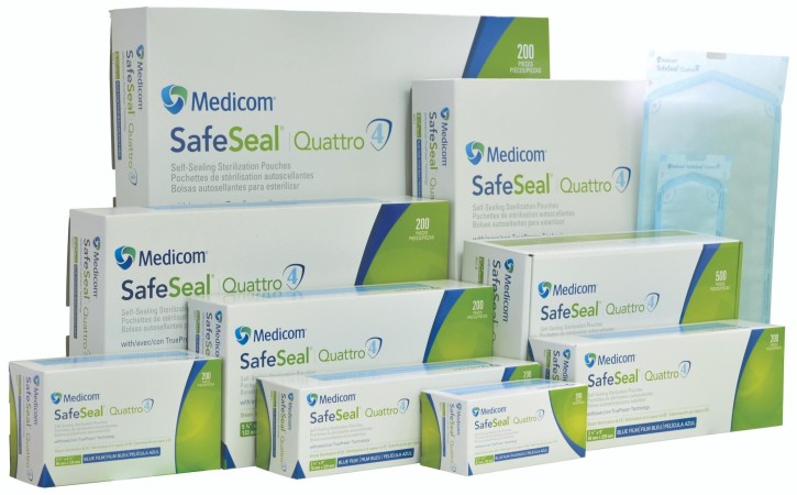 SafeSeal Sterilisationsbeutel Quattro, selbstklebend, flach, je 200 Stück