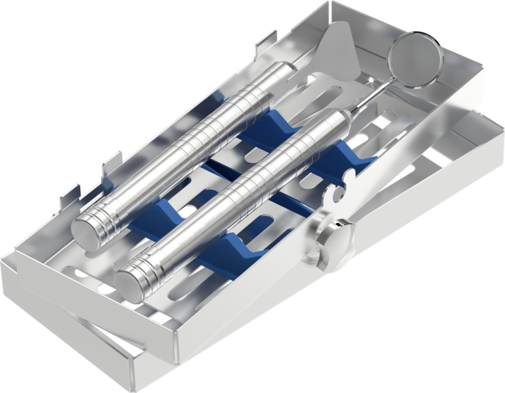 Ultralight Set, Mundspiegel und Retractor mit Licht plus Edelstahl-Kassette, 1 Set