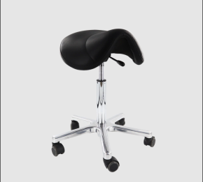 PONY-Hocker Sitz schwarz mit Metallgestell und Standard-Säule auf 5 Rollen, 1 Stück