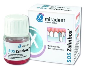 miradent SOS Zahnbox, Rettungsbox bei Zahnunfällen